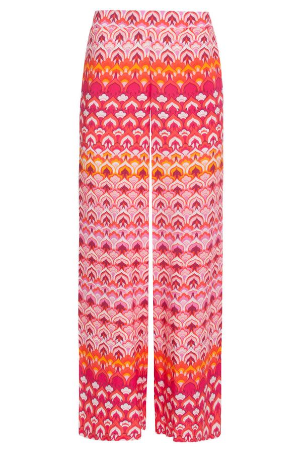 Smashed Lemon 24003 Retro Print Losvallende Broekframbozentonen | Pink-Multicolour