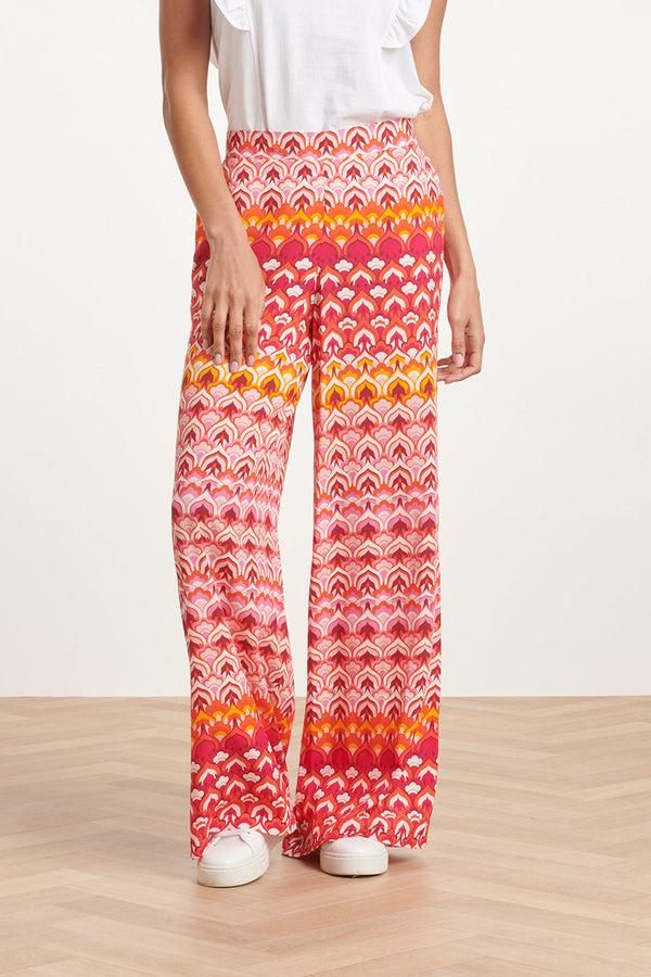 Smashed Lemon 24003 Retro Print Losvallende Broekframbozentonen | Pink-Multicolour