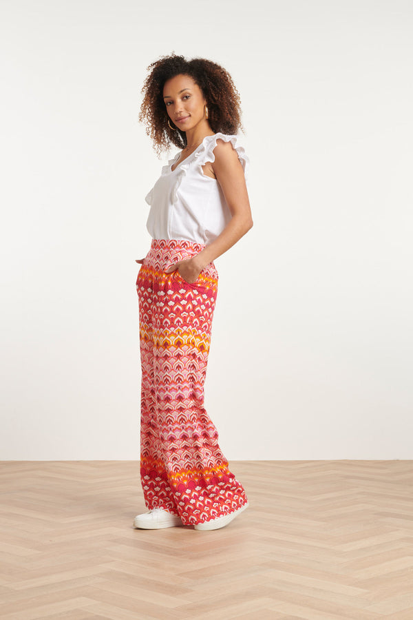 Smashed Lemon 24003 Retro Print Losvallende Broekframbozentonen | Pink-Multicolour