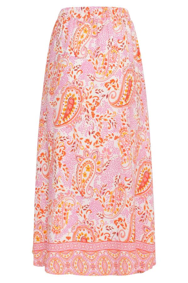 Smashed Lemon 24015 Maxi Zomerrok Met Paisley Print | White-Multicolour