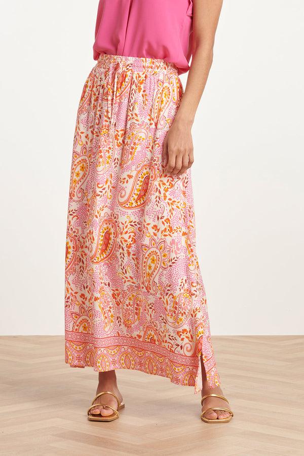 Smashed Lemon 24015 Maxi Zomerrok Met Paisley Print | White-Multicolour