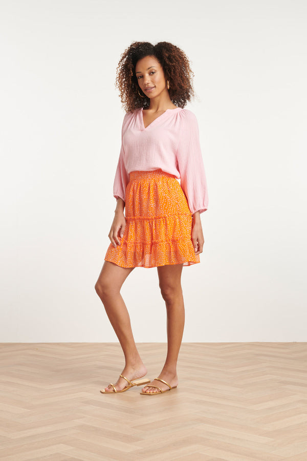 Smashed Lemon 24018 Polka Dot Chiffon Rok | Orange-Pink