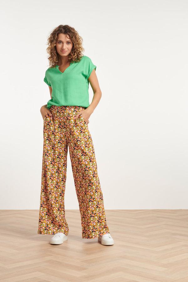 smashed lemon 24020 Multi Grafisch Print Broek | Blackwhite