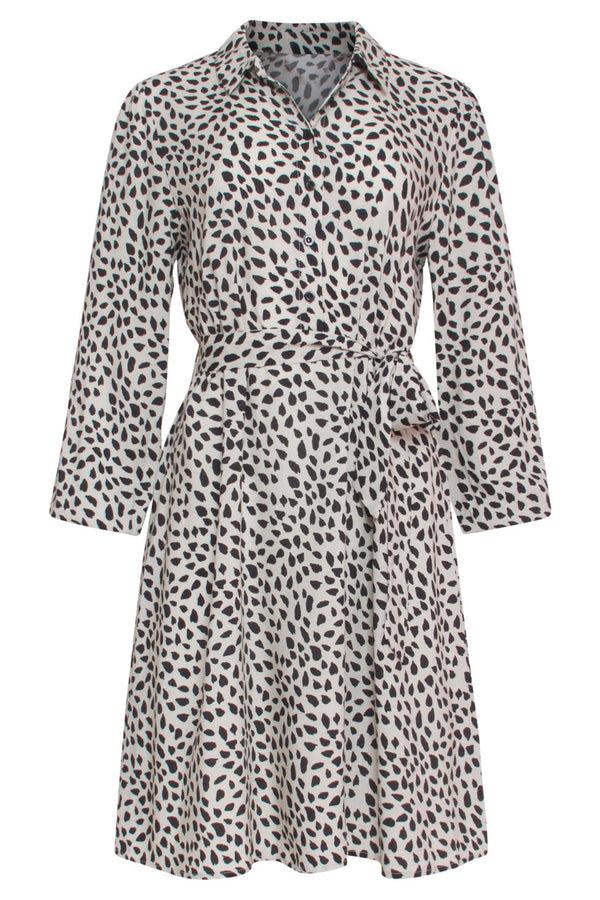 Smashed Lemon 24028 Korte Shirtdress Met Dierenprint | Sand-Black