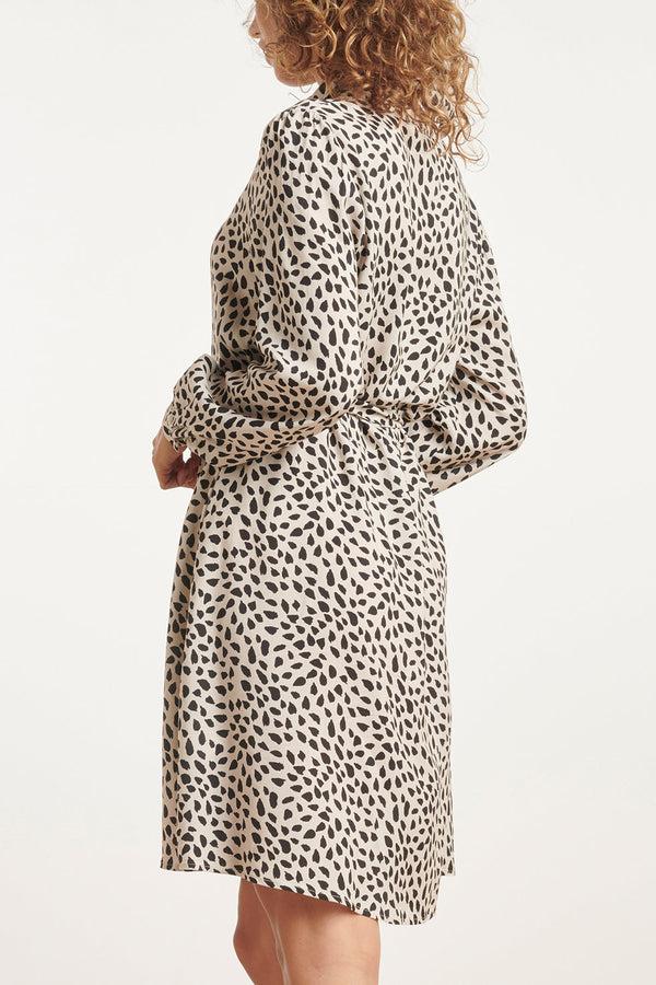 Smashed Lemon 24028 Korte Shirtdress Met Dierenprint | Sand-Black