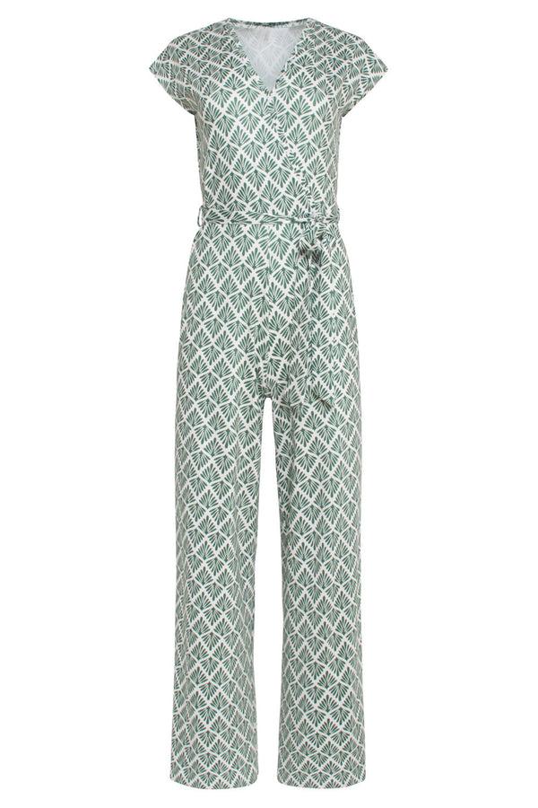 Smashed Lemon 24033 Wikkelstijl Jumpsuit Met Ornament Print | Army-Off-White