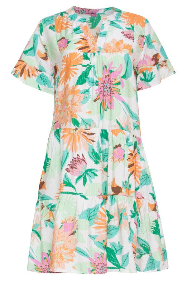 Smashed Lemon 24041 Bloemenprint Jurk | Off-White-Multicolour