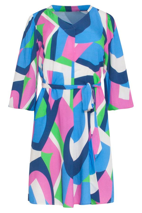 Smashed Lemon 24042 Klassieke Jurk | White-Multicolour