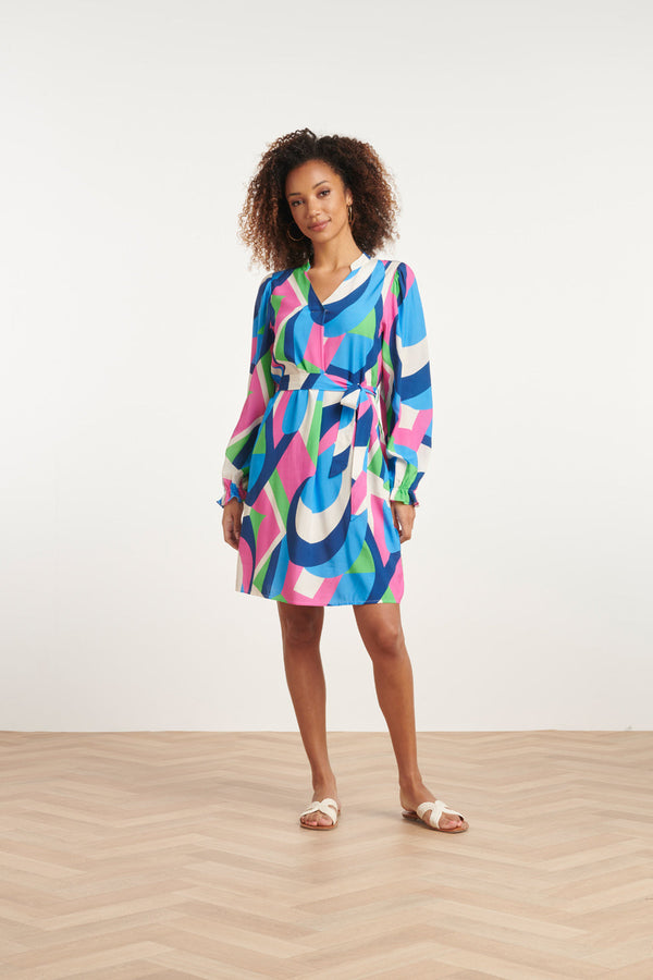 Smashed Lemon 24042 Klassieke Jurk | White-Multicolour