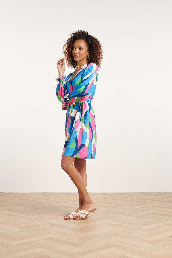 Smashed Lemon 24042 Klassieke Jurk | White-Multicolour