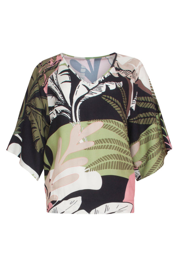 Smashed Lemon 24046 Diep V-Hals Zomerse Top | Blackwhite