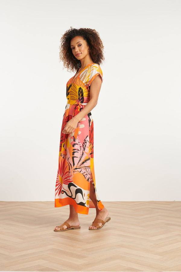 Smashed Lemon 24048 Klassieke Zomer Maxi Jurk | Orange-Multicolour