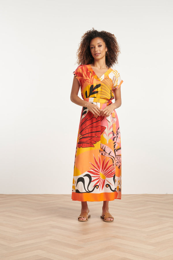 smashed lemon 24048 Klassieke Zomer Maxi Jurk | Orange-Multicolour