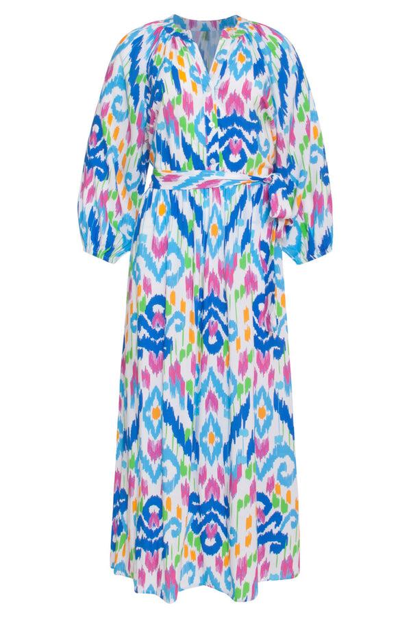 Smashed Lemon 24049 Zomer Maxi Jurk Met Knopen | White-Multicolour