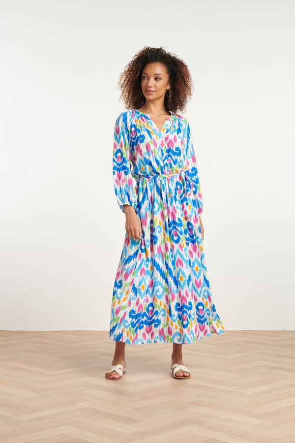 Smashed Lemon 24049 Zomer Maxi Jurk Met Knopen | White-Multicolour