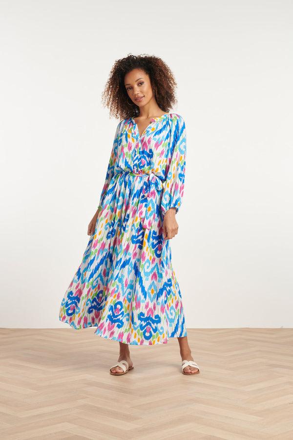 smashed lemon 24049 Zomer Maxi Jurk Met Knopen | White-Multicolour