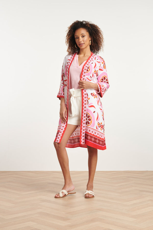 Smashed Lemon 24054 Kimono Met Ornamentprint | White-Multicolour