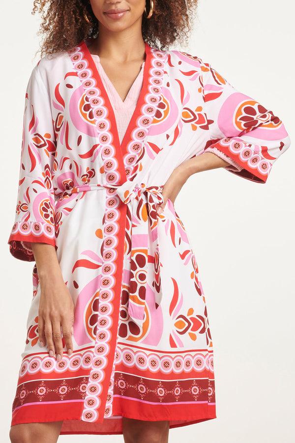 Smashed Lemon 24054 Kimono Met Ornamentprint | White-Multicolour