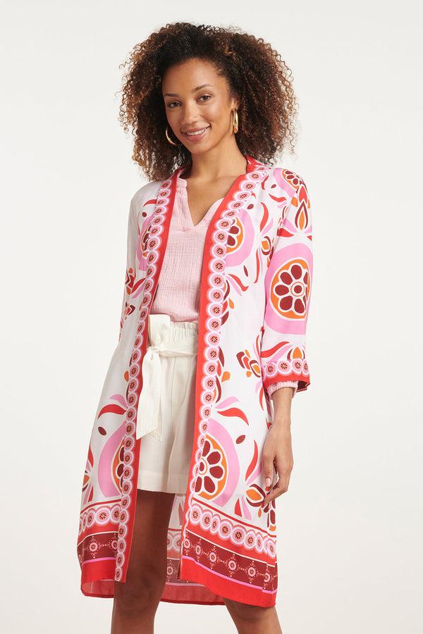 Smashed Lemon 24054 Kimono Met Ornamentprint | White-Multicolour