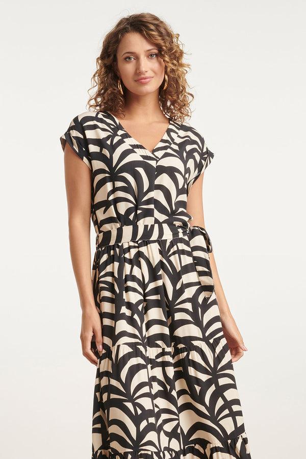 Smashed Lemon 24073 Maxi Jurk Met Grafische Print | Black-Sand