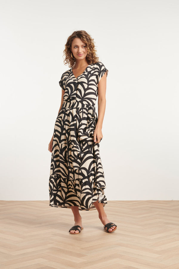 smashed lemon 24073 Maxi Jurk Met Grafische Print | Black-Sand