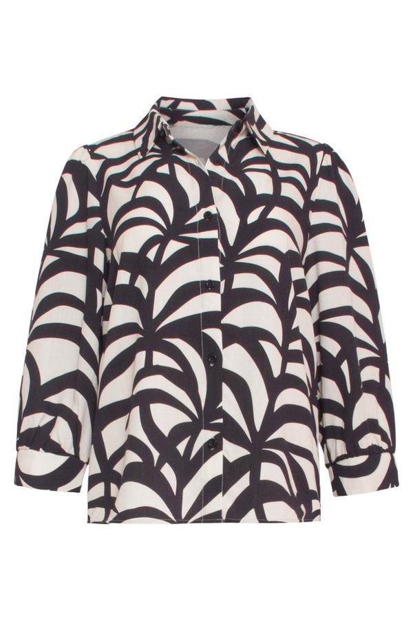 Smashed Lemon 24074 E Grafische Blouse Met 3/4 Mouwen | Black-Sand