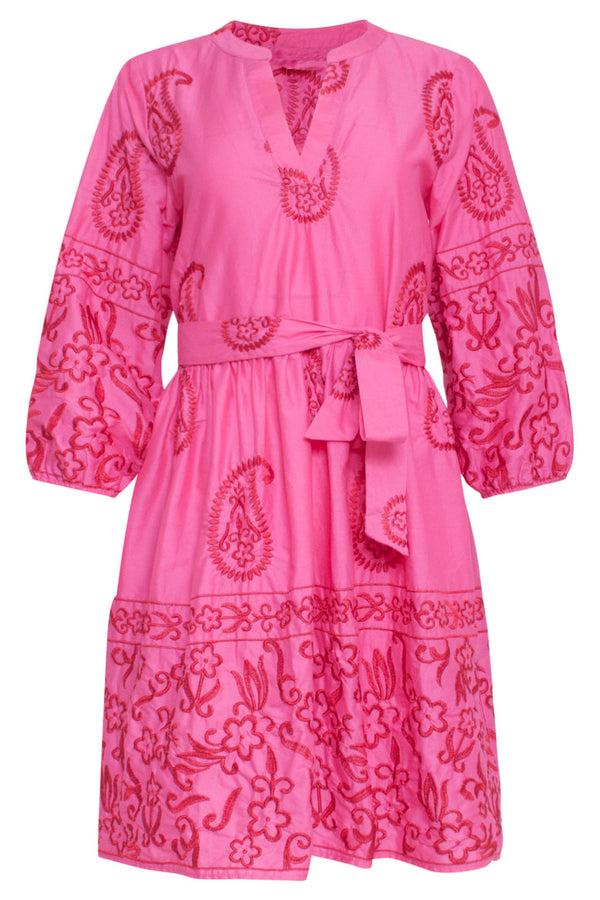 Smashed Lemon 24077 Fuchsia Zomerjurk Met Paisley Borduurwerk | Pink-Red