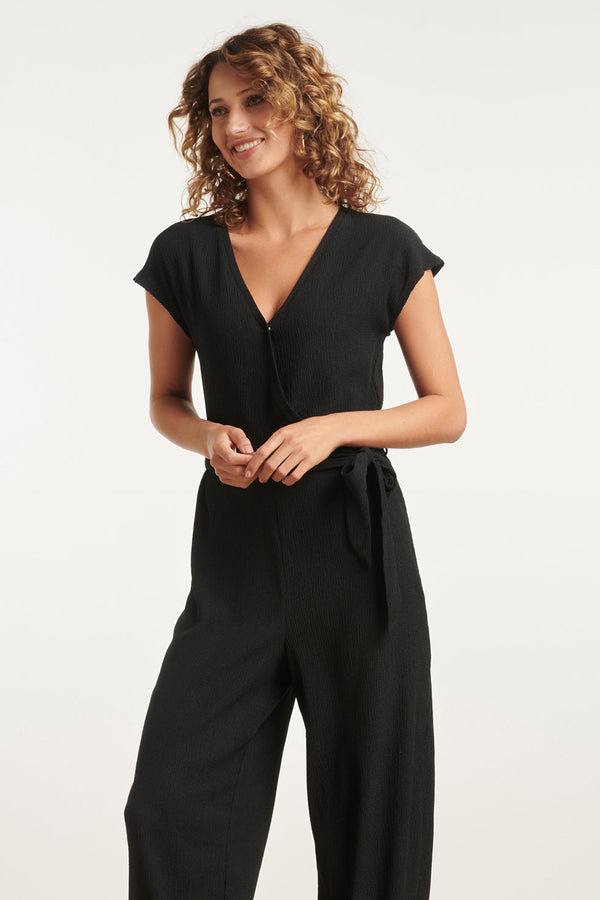 Smashed Lemon 24083 Lange Aansluitende Jumpsuit | Black