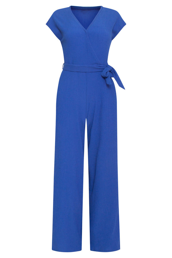 Smashed Lemon 24083 Lange Aansluitende Jumpsuit | Cobalt Blue