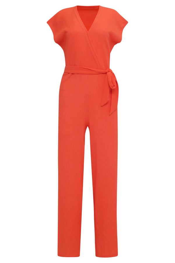 Smashed Lemon 24083 Lange Aansluitende Jumpsuit | Coral