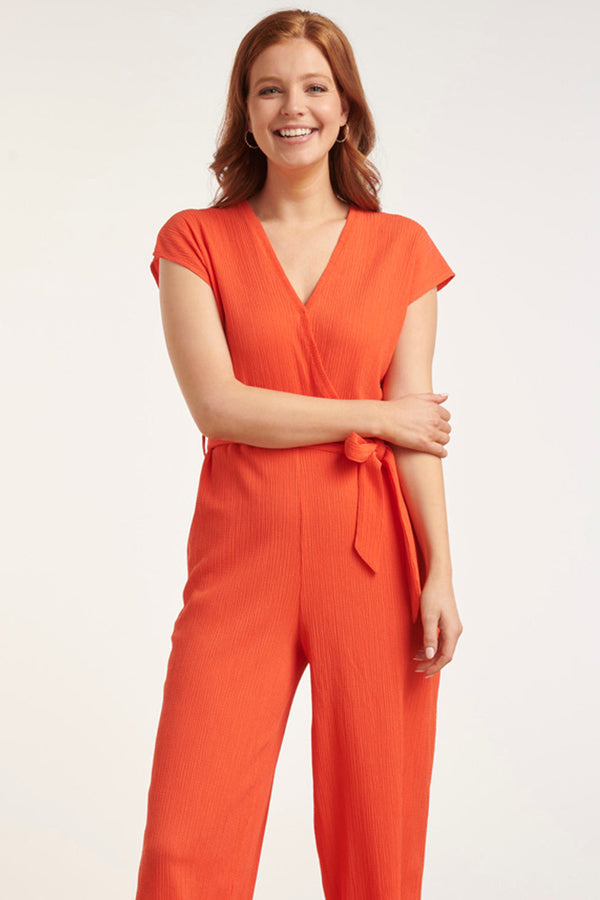 Smashed Lemon 24083 Lange Aansluitende Jumpsuit | Coral