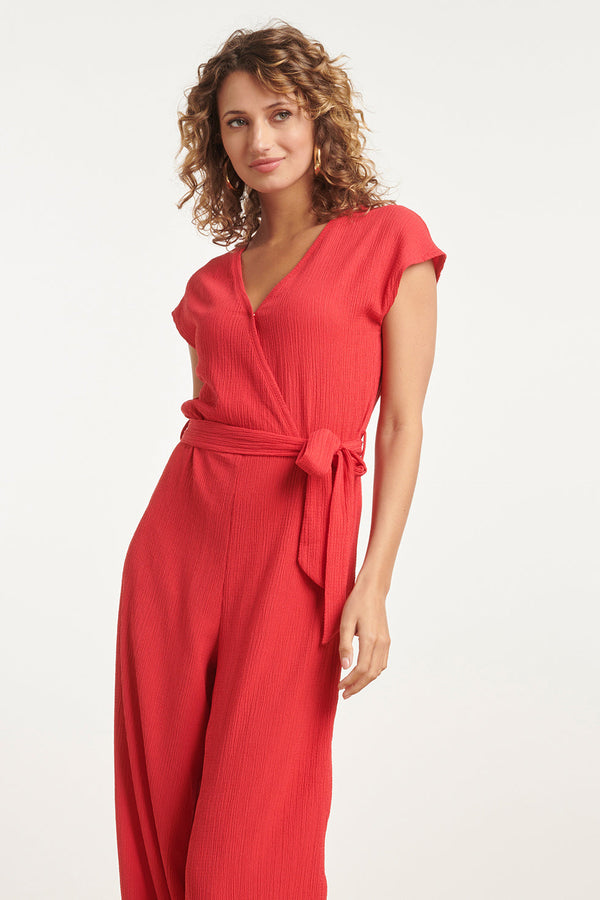 Smashed Lemon 24083 Lange Aansluitende Jumpsuit | Red