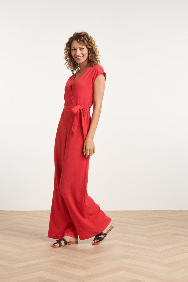 Smashed Lemon 24083 Lange Aansluitende Jumpsuit | Red