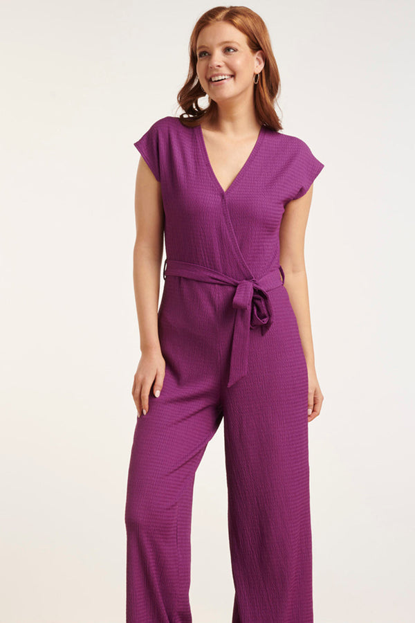 smashed lemon 24083 Paars Lange Aansluitende Jumpsuit | Purple
