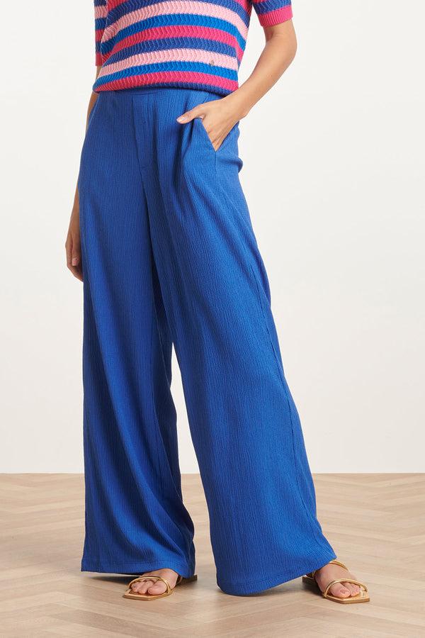 Smashed Lemon 24084 Lange Wijde Pijpen Broekgedurfd | Cobalt Blue