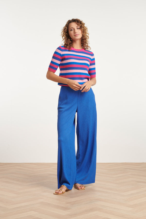 Smashed Lemon 24084 Lange Wijde Pijpen Broekgedurfd | Cobalt Blue