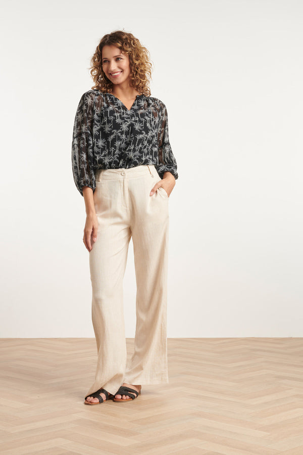 Smashed Lemon 24085 Lange Broek Met Ritsriemlussen | Sand