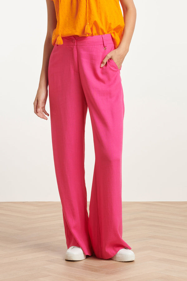 Smashed Lemon 24085 Lange Broekfuchsia Met Ritsriemlussen | Pink