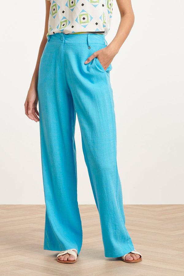 Smashed Lemon 24085 Lange Broekhemels Met Ritsriemlussen | Sky Blue