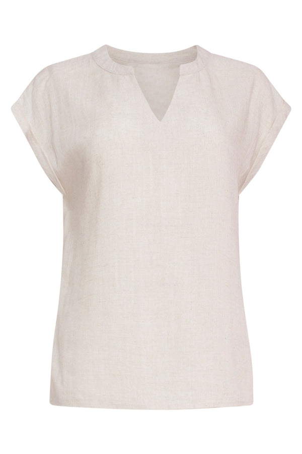 Smashed Lemon 24086 Top Met V-Halsomslagmouwen | Sand