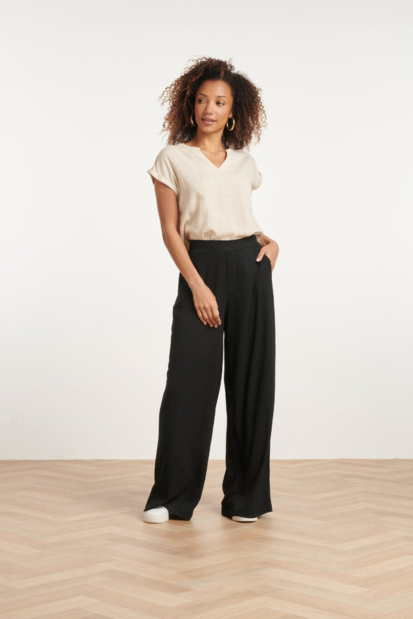 Smashed Lemon 24086 Top Met V-Halsomslagmouwen | Sand