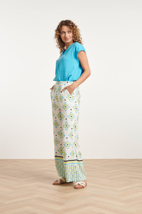 Smashed Lemon 24086 Tophemels Met V-Halsomslagmouwen | Sky Blue