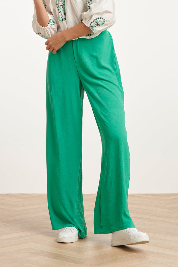 Smashed Lemon 24088 Losvallende Wijde Broek Met Elastische Achterkantkoud | Green