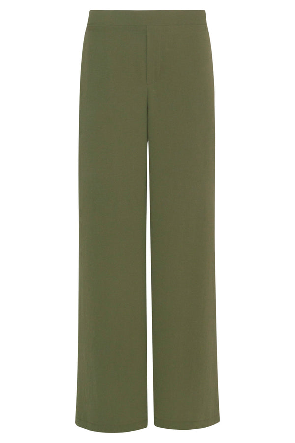Smashed Lemon 24088 Losvallende Wijde Broek Met Elastische Achterkantwarm Mos | Army Green