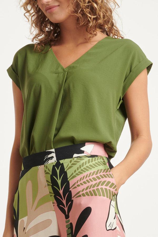 Smashed Lemon 24089 Eenvoudige Losvallende Elegante Topwarm Mos | Army Green