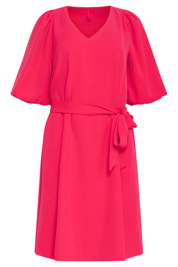Smashed Lemon 24093 Ballonmouw Jurk Met V-Halsriem | Red