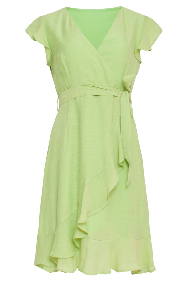Smashed Lemon 24099 Fitted Wrap Jurk Lime Green | Lime