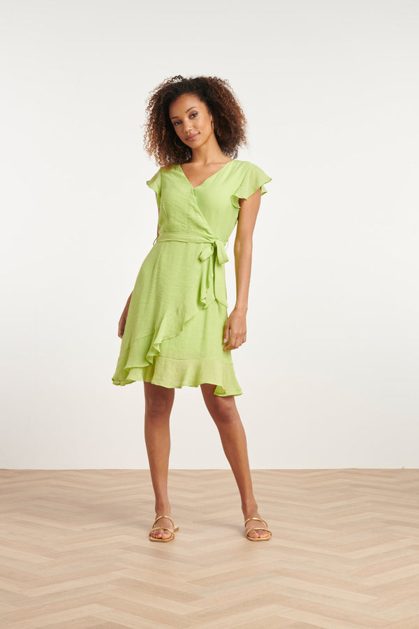 Smashed Lemon 24099 Fitted Wrap Jurk Lime Green | Lime
