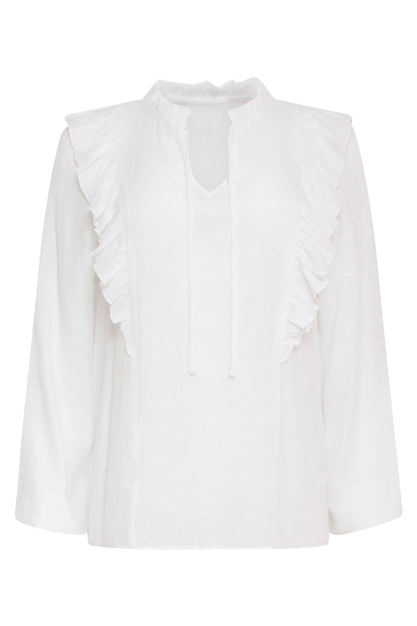 Smashed Lemon 24100 Te Feminine Top Met Ruche | White