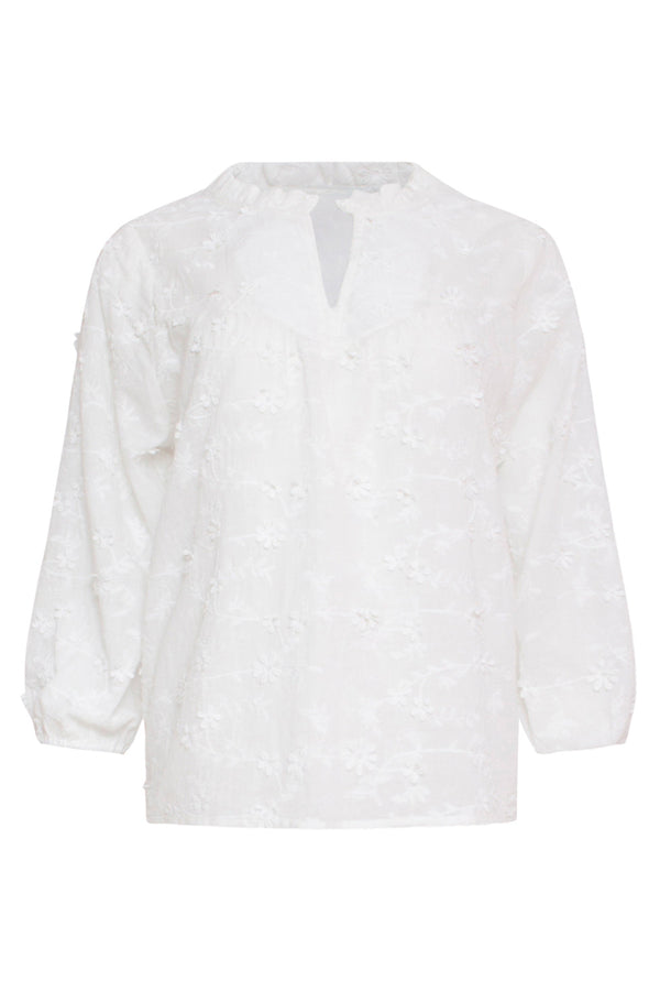 Smashed Lemon 24116 Te Top Met 3D Bloemenpatroon | White